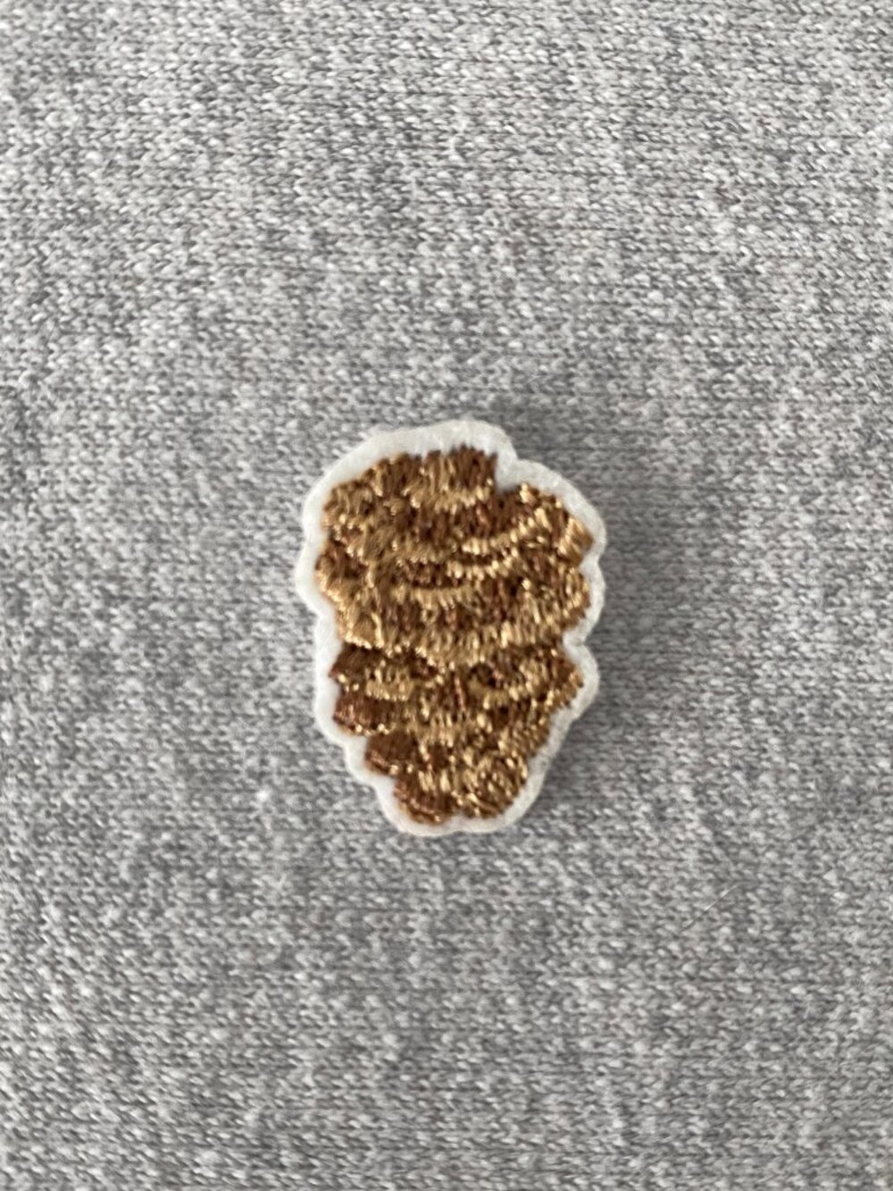 1 Embroidered Little Pine Cone Iron-on Patch 1.9cm x 2.4cm